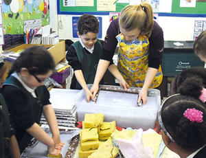 Veolia Haringey schools workshop making paper