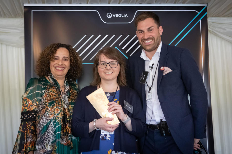 Sharing the Values award winner Kathleen Hajbok (centre)